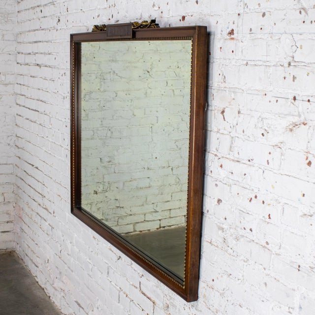 20th Century Traditional or Regency Style Rectangular Wall Mirror Walnut Tone & Gilded Details For Sale - Image 13 of 17
