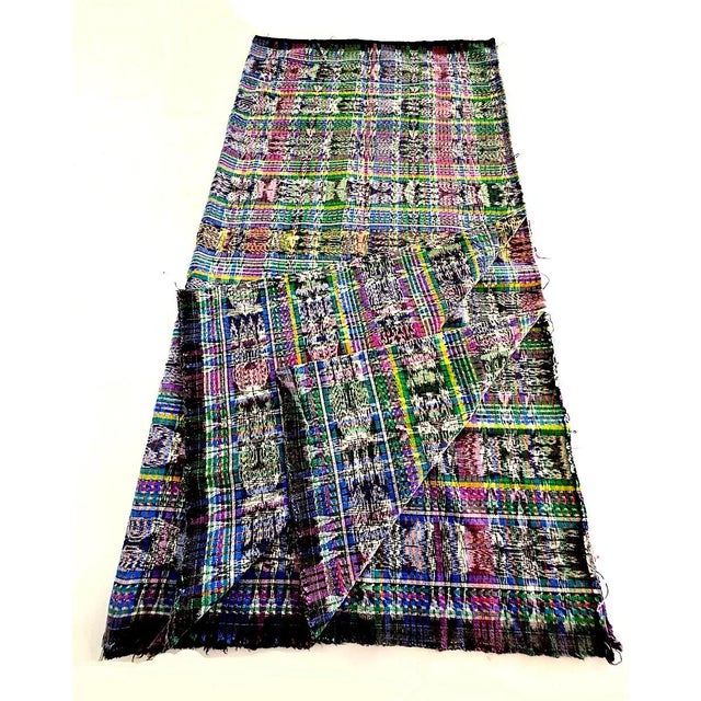 Vintage Guatemalan Jaspe Ikat Cotton Textile, 4" Yards Long For Sale - Image 9 of 11