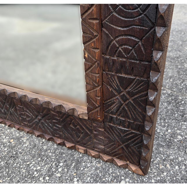 Handmade Moroccan, Berber Style Carved Wooden Mirror For Sale In Orlando - Image 6 of 6