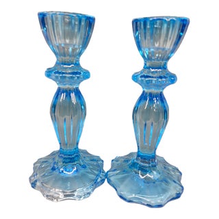 Rex London Tall Glass Candle Holder, Set of Two For Sale