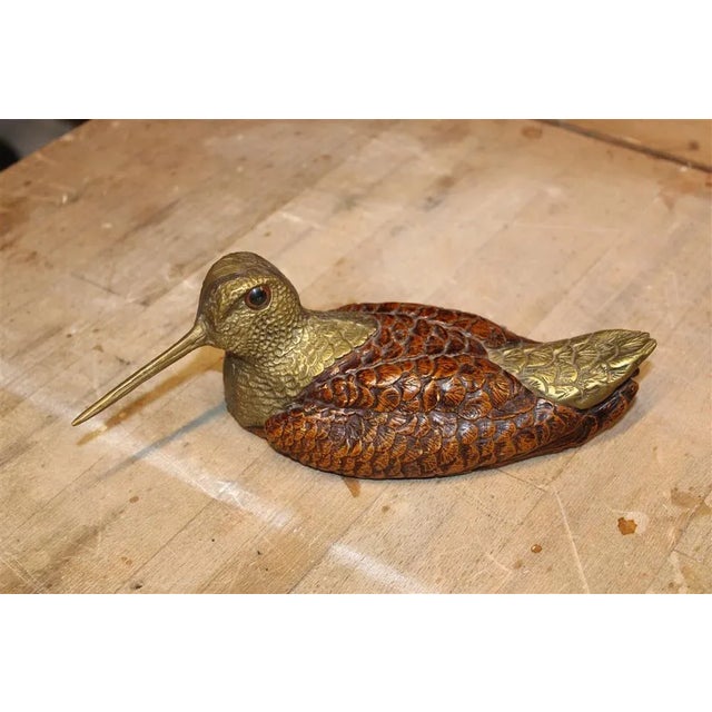 Italian Wood and Brass Bird, 1970s For Sale - Image 9 of 9