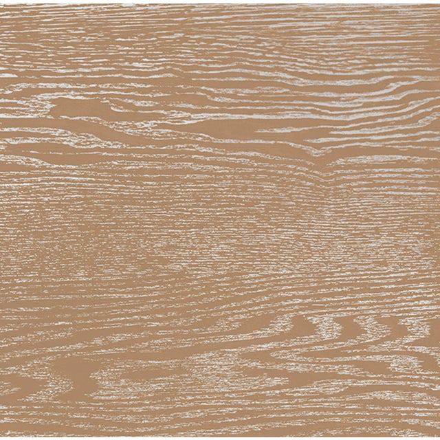 2020s Matthew Izzo Home Keaton Cerused Oak Counter Stool With White Performance Linen Upholstered Seat and Brass Foot Fail For Sale - Image 5 of 6