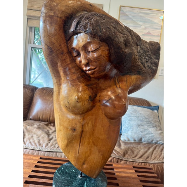 Stunning large carved statue of a woman’s nude torso. Carved from Myrtlewood. Weighing approximately 60 lbs. Carved in...