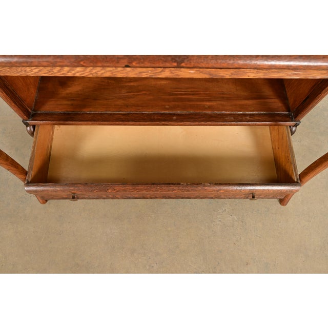 Globe Wernicke Antique Mission Oak Arts & Crafts Slant Front Secretary Desk With Barrister Bookcase, Circa 1910 For Sale - Image 11 of 16