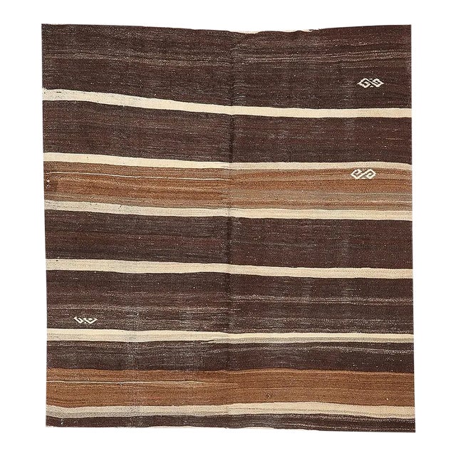 Brown Vintage Goat Hair Kilim Rug For Sale
