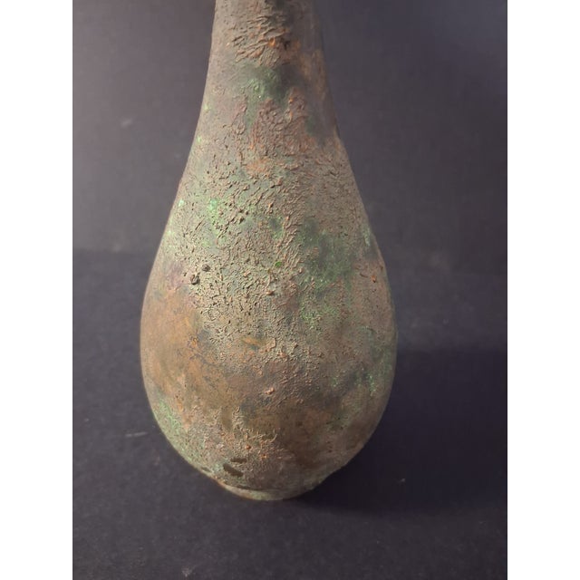 Verdigris Minimalist Takaoka Vertigris Patina Bronze Ikebana 9" Bud Vase For Sale - Image 8 of 15