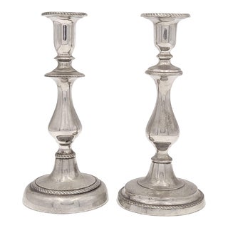Pair of German Pewter Baluster Candlesticks, Circa 1800 For Sale