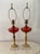 1960s Mid Century Modern Cranberry Glass and Brass Lamps on Marble Bases, a Pair For Sale - Image 6 of 8