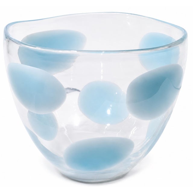 Contemporary Jeff Zimmerman for Tiffany & Co. Handblown Aqua Art Glass Bowl For Sale - Image 3 of 9