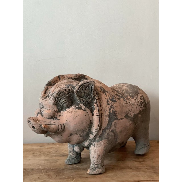Mid 20th Century Vintage Boho Terracotta Pig For Sale - Image 5 of 7