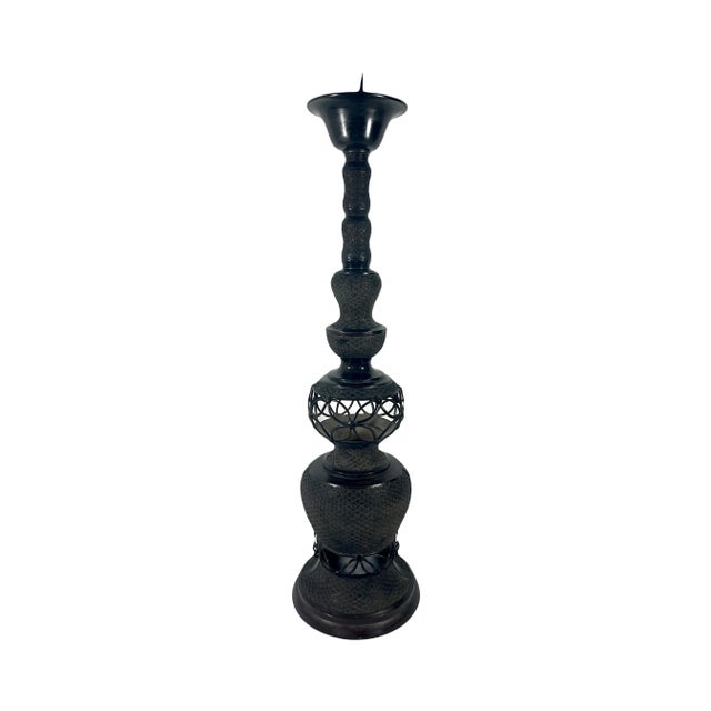 Gothic Massive Chinese Imperial Bronze Candle Holder, Candlestick 29" (2 of 2) For Sale - Image 3 of 10