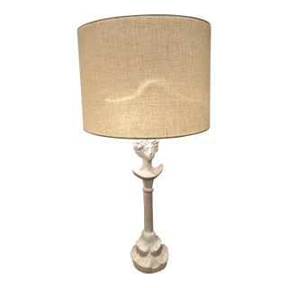 Painted Plaster Tete De Femme Figural Table Lamps After Giacometti -a Pair For Sale