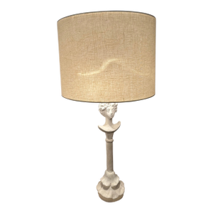 Painted Plaster Tete De Femme Figural Table Lamps After Giacometti -a Pair