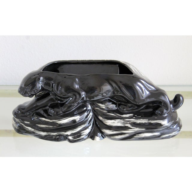 Vintage 1950s Mid-Century Modern Black Panther Ceramic Tv Lamp & Planter For Sale In Naples, FL - Image 6 of 13