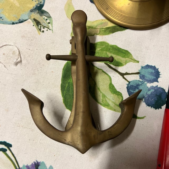 Mid-Century Modern 1970s Brass Anchor Door Knocker For Sale - Image 3 of 3