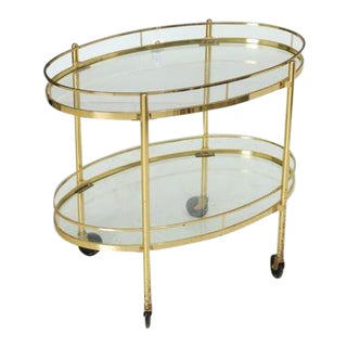 20th Century Maxwell Phillips Solid Brass Serving Cart For Sale