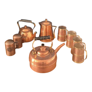 Vintage Simplex English Kettle and Copper Kitchenware - Set of 9