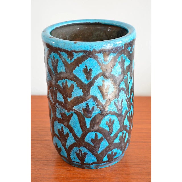 Blue Art Deco Flower Vase in Ceramic, 1920s For Sale - Image 8 of 8