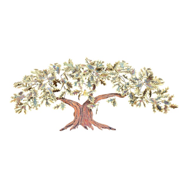 Vintage Metal Wall Art Oak Tree For Sale