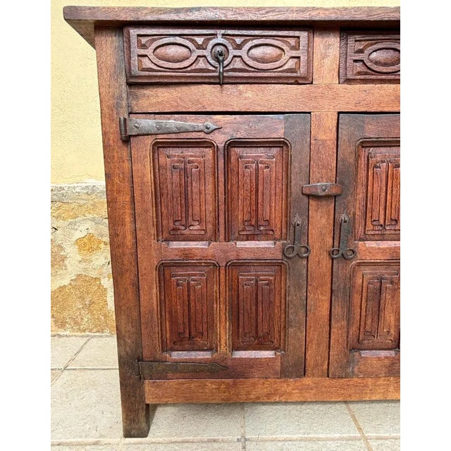 Wood Spanish Carved Walnut Buffet, 1880s For Sale - Image 7 of 9