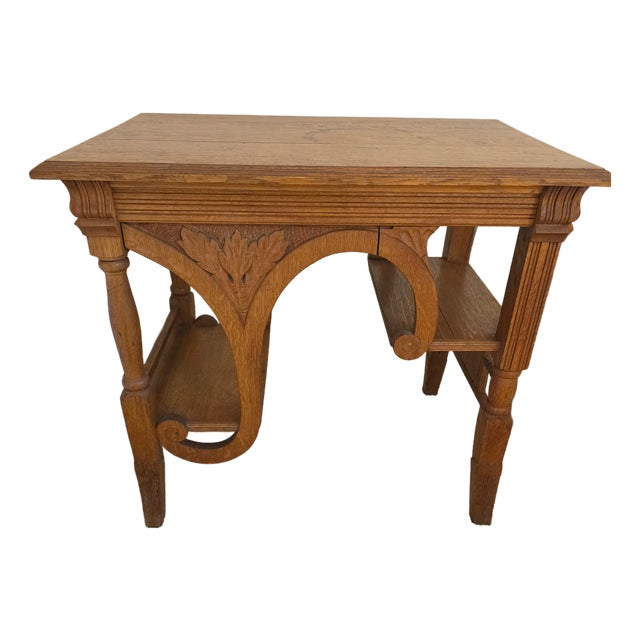 Late 1800's Art Nouveau Red Tiger Oak Library Table For Sale