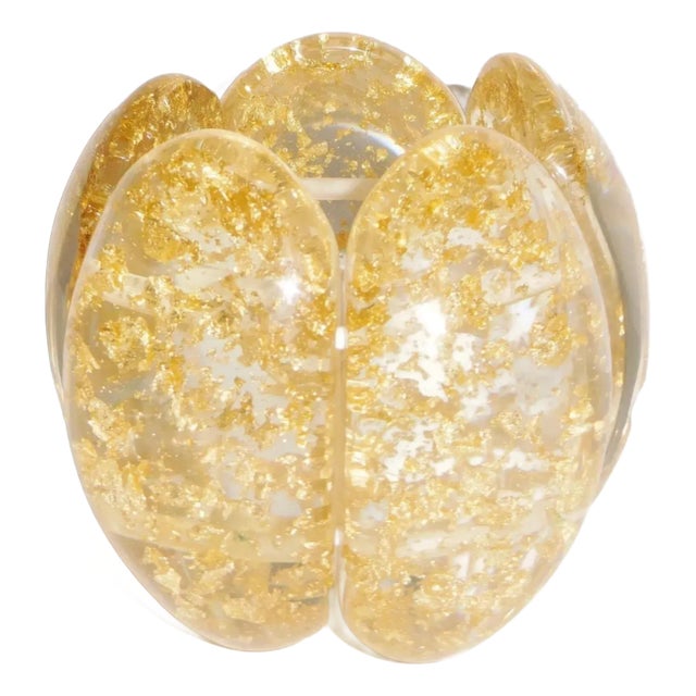 Sobral Cuff Metalique Transparent Lucite 24k Gold Porcina Bracelet Stretch For Sale