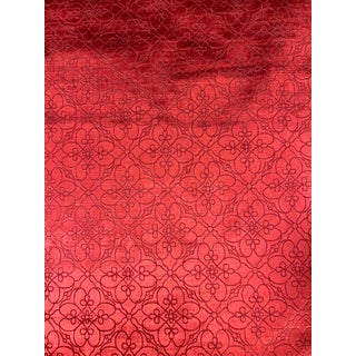 Beacon Hill Chirico Scarlet Red Velvet Fabric, Made in Italy- Per Yard For Sale