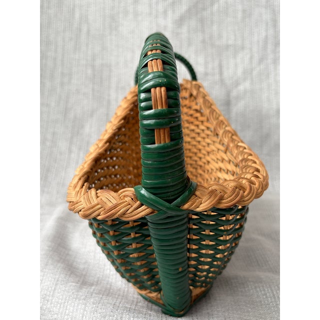 Green Vintage French Wicker Wine Bottle Holder For Sale - Image 8 of 14