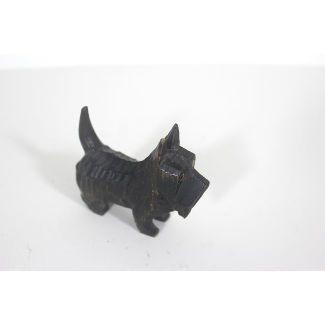 Vintage Hand Carved Wood Scottie Dog Figurine Canine Folk Art For Sale - Image 9 of 10