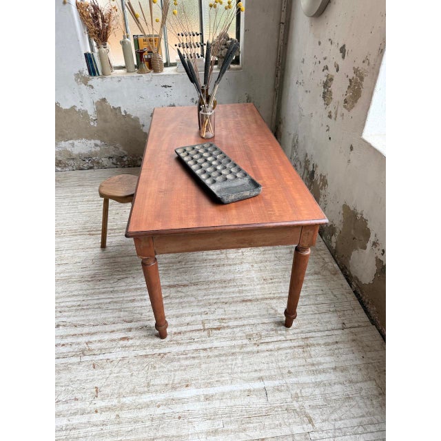 Cherrywood Table with Turned Legs, 1950s For Sale - Image 10 of 18