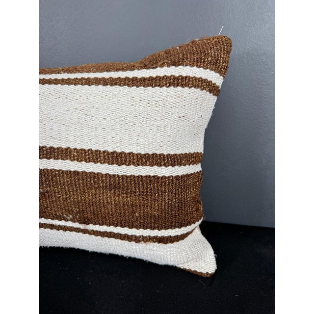 Turkish Hemp Pillow Cushion Natural Beige Brown Pillow Cushion Cover 16" x 24" For Sale - Image 4 of 4