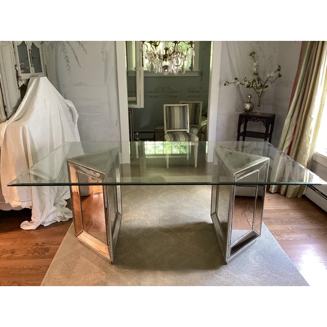 Glass Glamorous Hollywood Regency Mirror and Glass Dining Table For Sale - Image 7 of 7