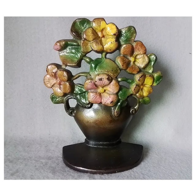 Antique Nasturtium Bowl Cast Iron Flower Urn Doorstop An Antique cast iron Doorstop, the doorstop is known as "Nasturtium...