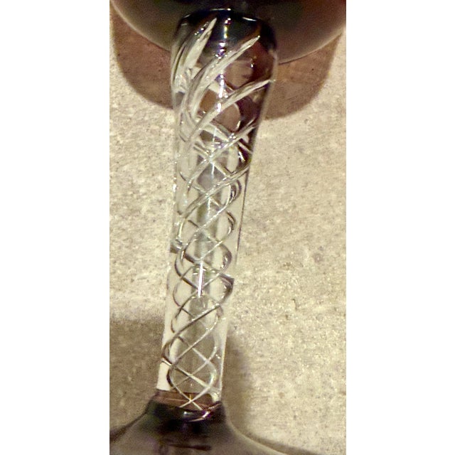 Rare Vintage Mid-Century Bill Blenko Designed Art Glass Air Twist Amethyst Wine Glasses- Set of 10 For Sale - Image 10 of 12