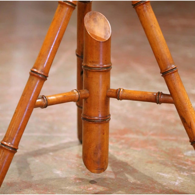 19th Century French Hand Crafted Faux Bamboo Tripod Display or Plant Stand For Sale - Image 9 of 12