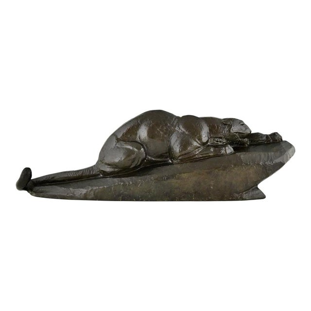 Art Deco Bronze Panther Sculpture by André Vincent Becquerel, Susse Frères Foundry, 1925 For Sale - Image 3 of 15