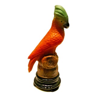 Rare Original Tiffin Art Deco Glass Parrot Table Lamp Circa 1930s For Sale