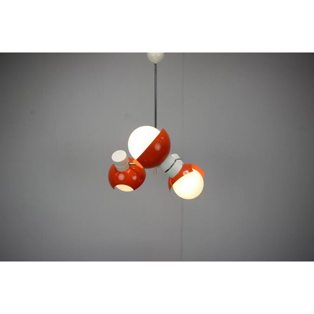 Czechoslovak Space Age Orange and Opaline Glass Chandelier from Napako, 1970s For Sale - Image 13 of 17
