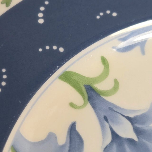 Mid-Century Modern Vintage Fitz & Floyd Alfresco Blue Scroll Salad Plates-Set of 4 For Sale - Image 3 of 6