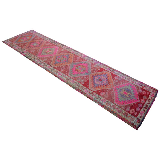 Textile Turkish Runner Rug. Hand-Knotted Tribal Halway Rug - 2′9″ × 10′7″ For Sale - Image 7 of 11