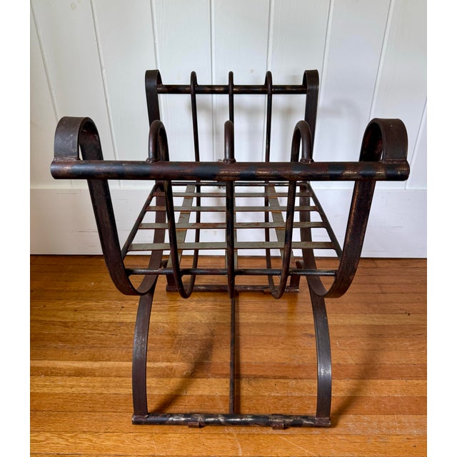 1950s Scrolled Iron Cerule Bench For Sale - Image 4 of 9