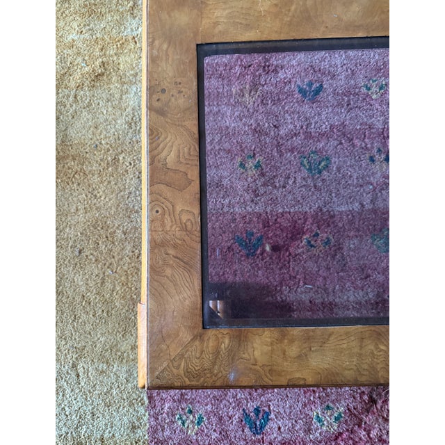 Classy Burlwood and Smoked Glass Square Coffee Table Attributed to Baker Furniture and James Mont For Sale In Portland, OR - Image 6 of 10