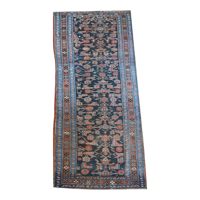 An Antique Tribal 4' X 10' Worn Out Persian Kurd Bidjar Rug For Sale