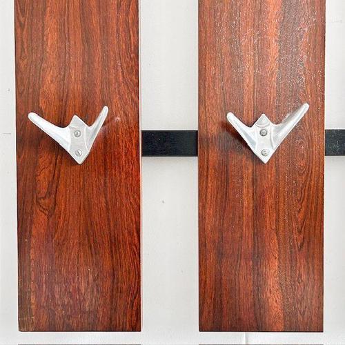 1960s Vintage Danish Wall Coat Rack in Rosewood with Mirror, 1960s For Sale - Image 5 of 6