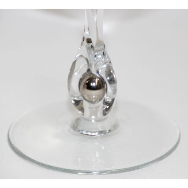 Crystal Footed Champagne Glasses with Silver Rim - Set of 4 For Sale - Image 10 of 13