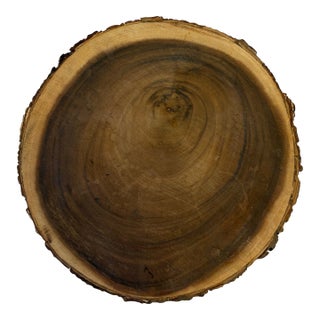 1980s Wooden Acacia Lazy Susan ''16 Round For Sale