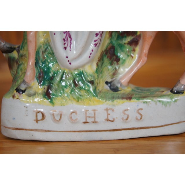 Antique Staffordshire Porcelain Duchess of Cambridge Horseback Figurine For Sale - Image 10 of 11