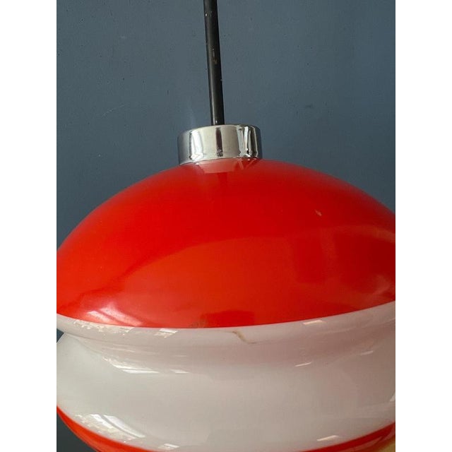 Vintage Orange Glass Pendant Lamp from Peill & Putzler For Sale - Image 9 of 11