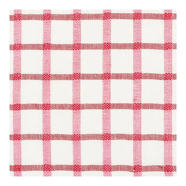 Schumacher X Vogue Living Pauline Check Casement Fabric in Rose For Sale