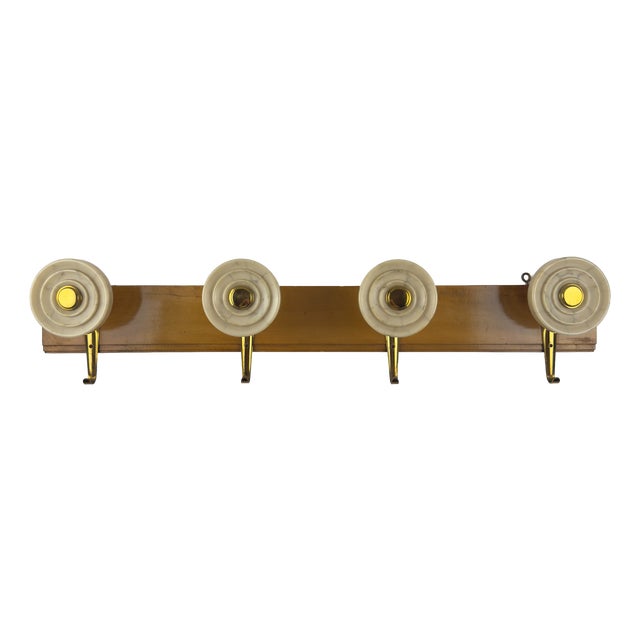Vintage Art Deco Style Brass and Bakelite Hanger, Italy, 1950s For Sale